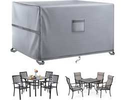 Famanu – Tuinmeubelhoezen - waterdichte tuinmeubelhoes - 200 x 160 x 70 cm - terrastafelhoezen - 420D zwaar belastbare Oxford-stof - rotan meubelhoes - winddicht - anti-uv - voor terras - buiten - grijs