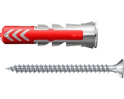 Famanu – Universele kunststof pluggen 8 x 40 mm met bijpassende schroeven, geschikt voor beton, baksteen en gipsplaat (100 stuks)