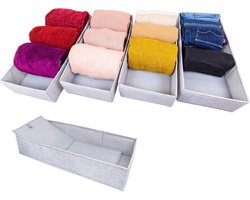Famanu – Vilten lade-organizers voor kledingkast, set van 8 in 4 maten, opbergsysteem voor ondergoed en accessoires, donkergrijs
