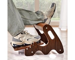 Famanu - Voetsteun voor onder het bureau op de werkplek, verstelbare wipende voetensteun met 3 hoogteposities en zachte dwarsstang, houten voetenbank met antislip oppervlak