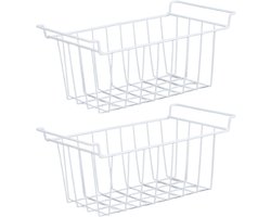 Famanu - Vriezer Draad Opbergmanden, Hangende Metalen Koelkast Opbergrek Bakken Vriezer Organizer met Handgrepen, Kist Vriezer Organisatie voor Keuken Pantry Badkamer (L 45 cm X B 24,5 cm X H 20 cm)