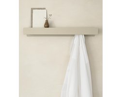 Famanu – Wandkapstok 'Kian' met verborgen haken en plank, modern design van metaal, taupe zand