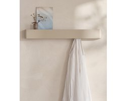Famanu – Wandkapstok met verborgen haken en plank, industrieel design van metaal voor de hal, taupe zand