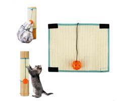 Famanu – Zelfklevende kattenkrabmat 200x40 cm – Trimbare krasbescherming voor muur en bank – Grijs