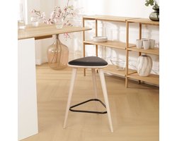Fameg Finn houten barkruk whitewash met Zitkussen - 63 cm