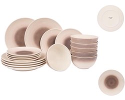 Fameilleur Bordenset roze/paars - 18 Delig Keramisch Servies Set voor 6 Personen - Modern Porselein & Keramiek Bord Set voor Diner, Ontbijt, Lunch, Feestjes en BBQ - Geschikt voor Vaatwasser en Magnetron - Luxe Servies, Bordenset voor Thuis, Tafelse