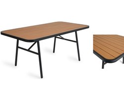 Fameilleur- Eettafel voor buiten-weerbestendig materiaal bruin-tuintafel-tafels voor in de tuin-eet tafel- metaal-Weerbestendige Eettafel voor Buiten – Moderne Tuin- of Terrastafel voor 4 tot 6 Personen – 170x90 cm, Onderhoudsvrij en UV-bestendig