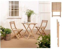 Fameilleur- houten tafelset met 2 stoelen luxe set- tafel set- tuin tafel- luxe tuinset- tuin set- voor in de tuin-Gemonteerd geleverd-balkon-terras-tuin-Inklapbaar-acacia hout-3-delige bistroset- bistro set-stoelen en tafel inklapbaar-balkonset