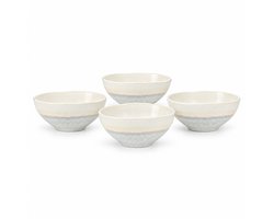 Fameilleur kleine kommen set van 4, porseleinen kleine kommen - set, saladekommen,, yoghurtkommen, dessertkommen, rijstkommen, snackkommen, schaaltjes set, servies set vier personen-lichtblauwe kommen, Japandi servies en Moya kommen