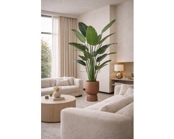 Fameilleur Luxe Kunstplant XXL 180 cm – Grote Levensechte Kunstplant Binnen met 20 Volle Bladeren – Onderhoudsvrije Tropische Kamerplant / Kunstboom voor Woonkamer, Hal, Kantoor, Hotel, Salon, Praktijk & Luxe Interieur Decoratie -kunst bloem - plant