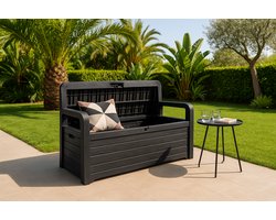 Fameilleur Opberg Houten Bank voor Tuinkussens - Tuinkussens Opbergen -Kussenbox- Opbergbox voor Buiten - Weerbestendige Opbergbak voor Tuinaccessoires - Grote Tuinopslagbox - Tuinkussen Opbergoplossing - Houten Opbergbak voor Buitenruimte - Duurzam