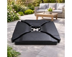 Fameilleur Parasoltegels voor Zweefparasol 4 Stuks 77x77x9 cm – Zware Parasolvoet 60 kg –Parasol Verzwaring Set Water of Zand – Parasol Standaard voor Kruisvoet –Zweefparasol Voet Zwart –Parasol Gewicht Tegels-Tuin Terras Balkon Horeca Parasol voet –