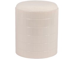 Fameilleur poef 37,5xH45cm wit Bowie - glazen zitpoef en voetenbank, voor woonkamer, slaapkamer en kinderkamer, woondecoratie voor modern interieur, mooi als cadeau