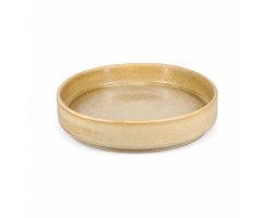 Fameilleur Porseleinen Kom 25 cm – set van 4 stuks- Lage Serveerschaal Olijf Beige met Reactief Glazuur – Ronde Saladekom, Pastakom, Risottobord en Fruitschaal – Vaatwasser- en Magnetronbestendig – Stapelbaar Servies voor Keuken, Eettafel en Horeca