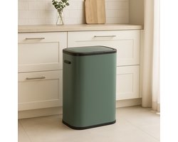 Fameilleur prullenbak 60 liter groen- afvalemmer- vuilnisbak- vuilemmer- prullen bak- afval emmer- afvalbak- afval emmer- Groot- Prullenbak met Drukdeksel -Stijlvol Ontwerp- voor Drukke Huishoudens en Kantoren | Duurzaam-prullen bak-vuilnis bak