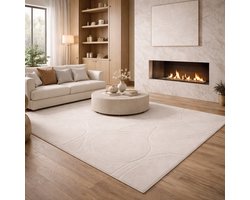 Fameilleur Vloerkleed Taupe 160x230 cm – Groot Zacht Laagpolig Tapijt – Modern Karpet Woonkamer – Antislip Vloerkleed Slaapkamer – Rechthoekig Beige Taupe Tapijt –Scandinavisch Japandi Design –Polyester Woonkamerkleed –Groot Vloerkleed Bank Eettafel