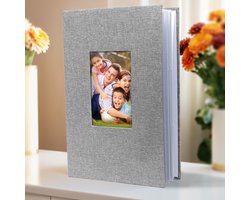 Familie fotoalbum, kan 300 foto's bevatten (6-inch foto's), groot formaat, linnen omslag, ideaal fotoalbum voor familie, bruiloft, reizen en baby, 33*22*5cm,Grijs
