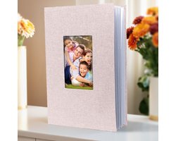 Familie fotoalbum, kan 300 foto's bevatten (6-inch foto's), groot formaat, linnen omslag, ideaal fotoalbum voor familie, bruiloft, reizen en baby, 33*22*5cm,Beige