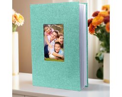 Familie fotoalbum, kan 300 foto's bevatten (6-inch foto's), groot formaat, linnen omslag, ideaal fotoalbum voor familie, bruiloft, reizen en baby, 33*22*5cm,Groen