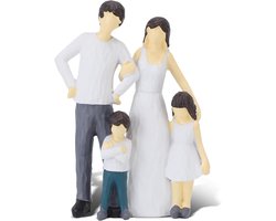 Familie met 4 Figuren, handbeschilderde figuren uit kunsthars, herinneringsgeschenken voor ouders, zussen, echtgenotes, woonaccessoires, cadeaus voor verjaardagen, Moederdag, Vaderdag (Familie