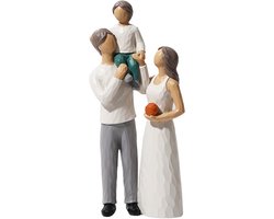 Familie Sculptuur - Figuren - Houten Ornamenten van een Familie van 3 - Hars Ouders en Zoon - Verzamelaars Mini Tafelstandbeeld - Cadeaus voor Thuisdecoratie - Verjaardag - Thanksgiving - Kerstmis