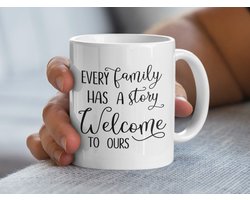 Familie Verhaal Welkom Mok, Nieuw Huis Cadeau, Gezellig Huis Drinkbeker, Huwelijksgeschenk Mok, Elke Familie Heeft Een Verhaal Mok