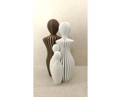 Familiebeeldje 21 cm – Goud & Wit – Modern Gezin Decoratie – Luxe Woonaccessoire – Cadeau Idee