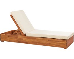 FANANO - Ligstoel - Gebroken wit - Acaciahout