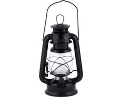 Fancy Flames Lantaarn - op batterijen - zwart - windlicht - metaal - LED - 11,5 x 15 x 24 cm