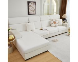 FancySofas Bankhoes Classic - Rugkussenhoes (M) - Machinewasbaar & Stretchy - Bankhoezen voor Hoekbank - Hondendeken bank - Hondenkleed - Bankbeschermer - Zetelhoes - Zetelovertrek - Sofa Cover - 30 Dagen Risicoloos Uitproberen - Snow White