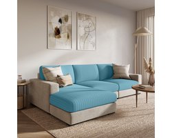 FancySofas Bankhoes Rustic - Chaisehoes - Machinewasbaar & Stretchy - Bankhoezen voor Hoekbank - Hondendeken bank - Hondenkleed - Bankbeschermer - Zetelhoes - Zetelovertrek - Sofa Cover - 30 Dagen Risicoloos Uitproberen - Coral Blue