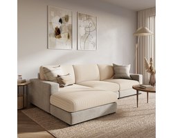 FancySofas Bankhoes Rustic - Zitkussenhoes - Machinewasbaar & Stretchy - Bankhoezen voor Hoekbank - Hondendeken bank - Hondenkleed - Bankbeschermer - Zetelhoes - Zetelovertrek - Sofa Cover - 30 Dagen Risicoloos Uitproberen - Ivory Beige