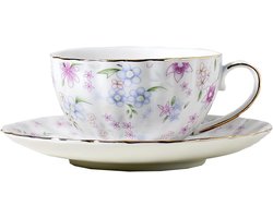 fanquare Country Style Floral Theekopje en Schotel Set, 6oz