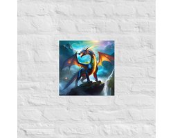Fantasy Draak poster | Abstracte Poster | Fantasyposter | Coole Poster | 35x35 cm | Poster Draak | Wanddecoratie | Muurposter | MT | Geschikt om in te lijsten