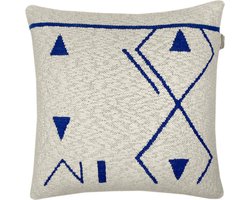 Fantasy line knitted cushion blue