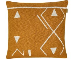 Fantasy line knitted cushion yellow