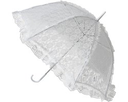 Faram Party Huwelijk/trouwdag parasol - kant - wit - zonbescherming - dia 60 cm