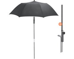 Fare Parasol - Ø 147 cm - Inclusief Parasolvoet - Waterdicht - Maximale Frameflexibiliteit - Parasol met Voet - Strandparasol - SPF 50+ - Grijs