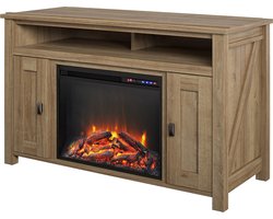 Farmington|Dressoir met elektronische haard met 2 deuren in eikenlook