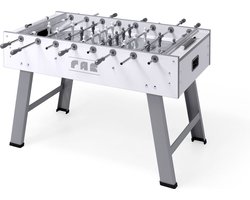 FAS Charme - voetbaltafel - wit - 16 mm doorlopende stangen - ijzer en hout - glazen speelveld - Made in Italy - 62KG - Gegoten poppen - geleverd met 5 tafelvoetbal balletjes - Kantoor gebruik - Thuisgebruik - Horeca