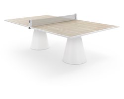 FAS Pendezza Dada Indoor – design tafeltennistafel & vergadertafel – modulair 2-delig houten blad met conische basis – 274×152,5×75 cm – incl. net, 2 rackets & 6 ballen – zie in showroom Son
