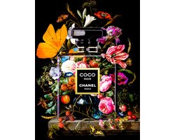 Fashion Bottle Collection Chanel With Flowers- Kristal Helder Galerie kwaliteit Plexiglas 5mm. - Blind Aluminium Ophang-frame - Luxe wanddecoratie - Fotokunst - professioneel verpakt en gratis bezorgd