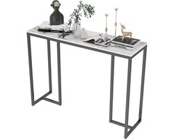 FATIVO Consoletafel marmerlook- Haltafel - Wandtafel - Metalen frame - Wit met grove aders - 100 × 30 × 78.5 cm - Voor Hal, Woonkamer