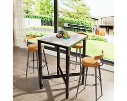 FATIVO Hoge Bartafel - Keukentafel - Vierkante - 70 x 70 x 105 cm (L x B x H) - Barkrukhoogte Tafel - Keuken Tafel - Wit/Zwart