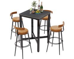 FATIVO Hoge Bartafel - Keukentafel - Vierkante - 70 x 70 x 105 cm (L x B x H) - Barkrukhoogte Tafel - Keuken Tafel - Zwart
