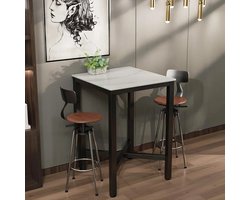 FATIVO Hoge Bartafel - Keukentafel - Vierkante - 70 x 70 x 105 cm (L x B x H) - Barkrukhoogte Tafel - Keuken Tafel - Zwart/Wit