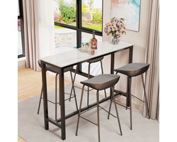 FATIVO Hoog Bar Tafel 105cm - Bartafel - Moderne Rechthoekige Eettafel - Zwart Frame - Wit Blad - Keuken, Bar, Kantoor