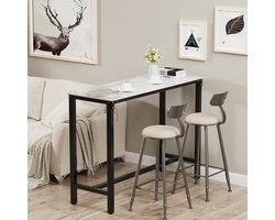 FATIVO Hoog Bar Tafel 105cm - Bartafel - Moderne Rechthoekige Eettafel - Zwart Frame - Wit Glanzend Blad - Keuken, Bar, Kantoor