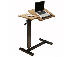 FATIVO Laptoptafel met wieltjes - Bedleestafel - Bedtafel verrijdbaar - Verstelbare Hoogte & Kantelbaar Blad - Zwart & Eiken - 80x40x89.5cm