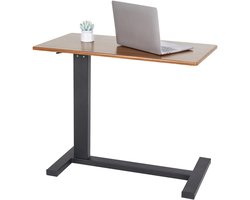 FATIVO Laptoptafel met wieltjes - Bedleestafel - Bedtafel - Verstelbare Hoogte - Zwart & Eiken - 80x40x105cm